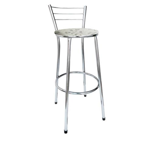 Banqueta Alta Cairo Cromada Assento Branco Floral - Moveraço Menor preço em Banqueta Alta Cairo Cromada Assento Branco Floral - Moveraço
