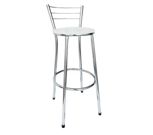 Banqueta Alta Cairo Cromada Assento Branco - Moveraço Menor preço em Banqueta Alta Cairo Cromada Assento Branco - Moveraço