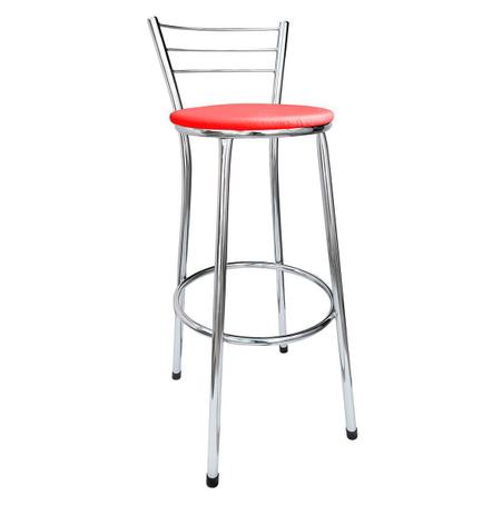 Banqueta Alta Cairo Cromada Assento Vermelho - Moveraço Menor preço em Banqueta Alta Cairo Cromada Assento Vermelho - Moveraço
