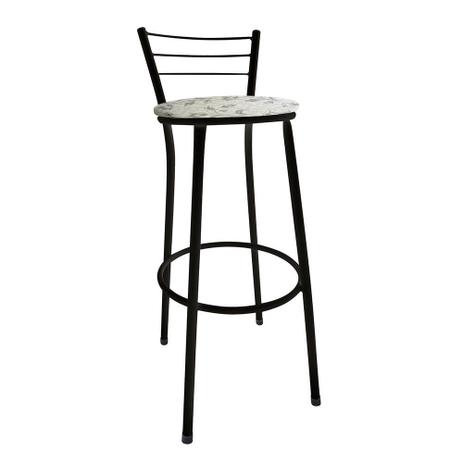 Banqueta Alta Cairo Preta Assento Branco Floral - Moveraço Menor preço em Banqueta Alta Cairo Preta Assento Branco Floral - Moveraço