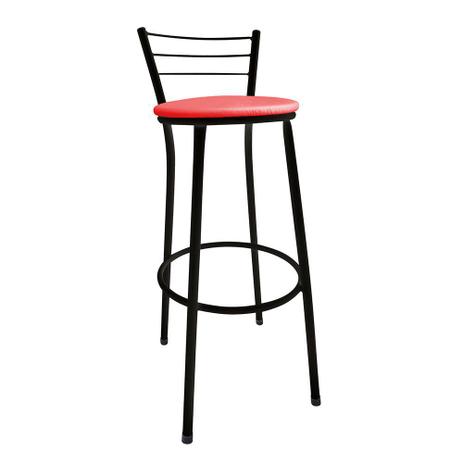 Banqueta Alta Cairo Preta Assento Vermelho - Moveraço Menor preço em Banqueta Alta Cairo Preta Assento Vermelho - Moveraço