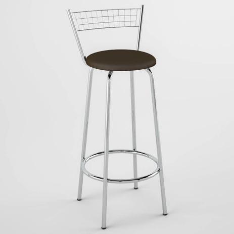 Banqueta Alta com Assento Redondo Vinil 93cm - Aço Cromado/Cacau - Pozza é boa?