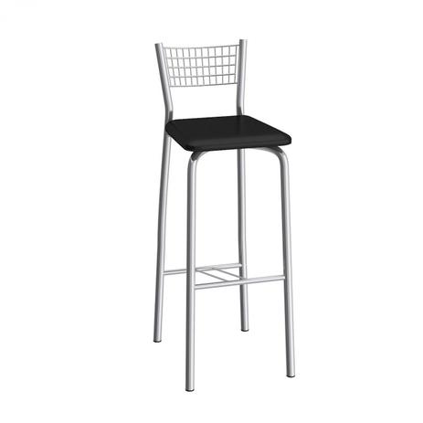 Banqueta Alta com Encosto Florença Compoarte Cromado/Preto Menor preço em Banqueta Alta com Encosto Florença Compoarte Cromado/Preto