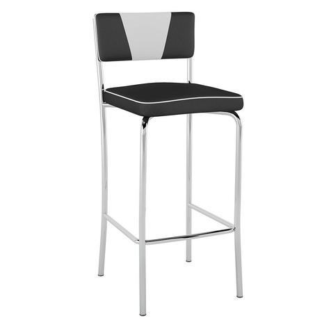 Banqueta Alta Retrô Pb17 Assento Vinil Preto Encosto Branco - Pozza Menor preço em Banqueta Alta Retrô Pb17 Assento Vinil Preto Encosto Branco - Pozza