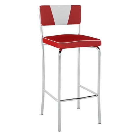 Banqueta Alta Retrô Pb17 Assento Vinil Vermelho Encosto Branco - Pozza Menor preço em Banqueta Alta Retrô Pb17 Assento Vinil Vermelho Encosto Branco - Pozza