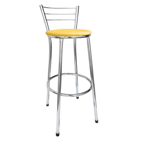 Banqueta Bistrô Aço Cromado e Assento Amarelo - Metal flex Menor preço em Banqueta Bistrô Aço Cromado e Assento Amarelo - Metal flex
