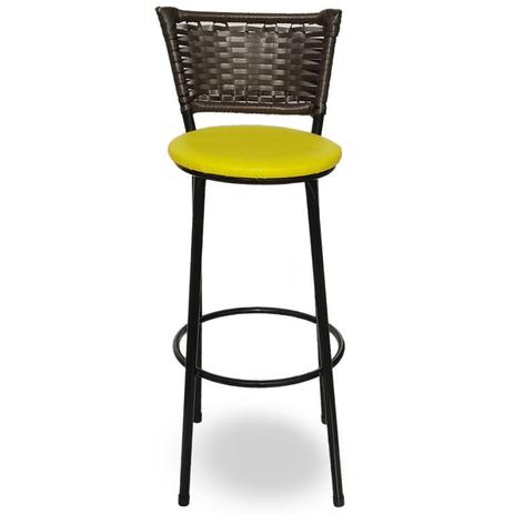 Banqueta Bistrô Hawaii Rattan Junco Café Epóxi e Assento Amarelo - Decore fácil shop é boa?
