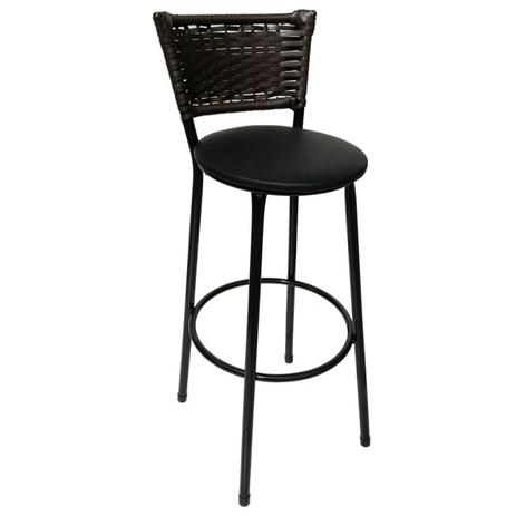 Banqueta Bistrô Hawaii Rattan Junco Café Epóxi e Assento Preto - Decore fácil shop Menor preço em Banqueta Bistrô Hawaii Rattan Junco Café Epóxi e Assento Preto - Decore fácil shop