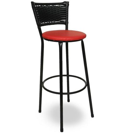 Banqueta Bistrô Hawaii Rattan Junco Preto Epóxi e Assento Vermelho - Decore fácil shop é boa?