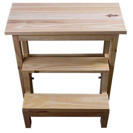 Banqueta Escada de Madeira 03 Degraus Dobrável - HOME WOOD Menor preço em Banqueta Escada de Madeira 03 Degraus Dobrável - HOME WOOD