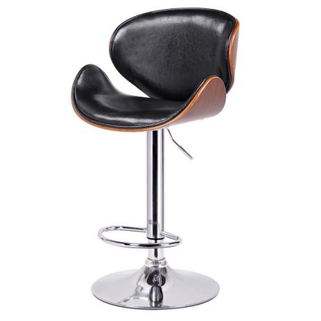 Banqueta Kobe Giratória com Regulagem de Altura e Base Disco Aço Cromado PU Preta - Gran Belo Menor preço em Banqueta Kobe Giratória com Regulagem de Altura e Base Disco Aço Cromado PU Preta - Gran Belo