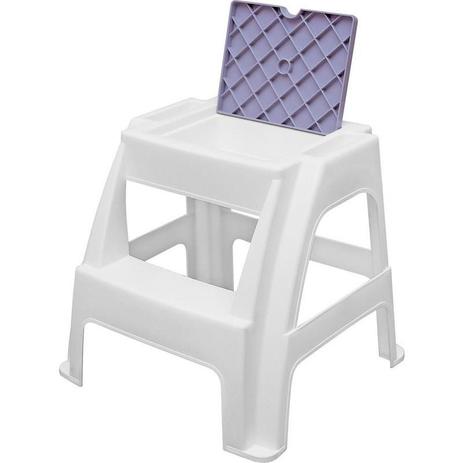 Banqueta plastica com escada e compartimento janga branca - Tramontina Menor preço em Banqueta plastica com escada e compartimento janga branca - Tramontina