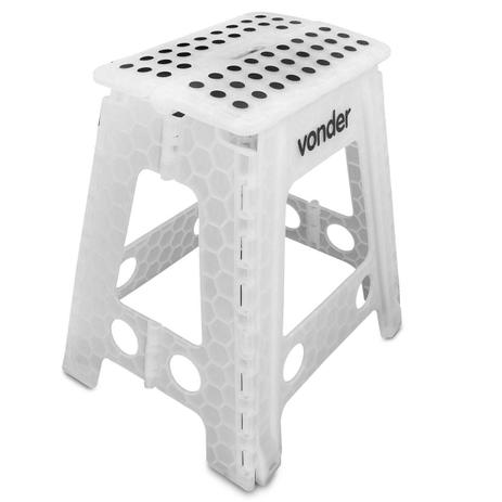 Banqueta Plástica Dobrável Multiuso Vonder Universal 150kg 450mm Branca com Alça em Plástico ABS Menor preço em Banqueta Plástica Dobrável Multiuso Vonder Universal 150kg 450mm Branca com Alça em Plástico ABS