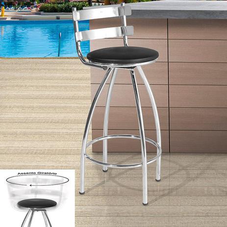 Banqueta Preta Moderna Giratoria P/ Bar e Bistro Aço Cromado - Gracialar moveis Menor preço em Banqueta Preta Moderna Giratoria P/ Bar e Bistro Aço Cromado - Gracialar moveis