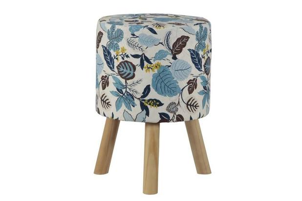 Banqueta Round Jacquard Michigan Azul - Stay puff Menor preço em Banqueta Round Jacquard Michigan Azul - Stay puff