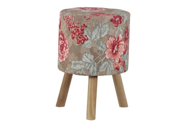 Banqueta Round Jacquard Michigan Rosa e Natural - Stay puff Menor preço em Banqueta Round Jacquard Michigan Rosa e Natural - Stay puff