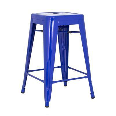 Banqueta Tolix Iron Aço Carbono 61cm - Azul Escuro - Art rústica Menor preço em Banqueta Tolix Iron Aço Carbono 61cm - Azul Escuro - Art rústica