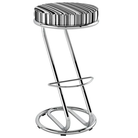 Banqueta Z com Assento Redondo - Listrado Preto/Cromado - Pozza Menor preço em Banqueta Z com Assento Redondo - Listrado Preto/Cromado - Pozza