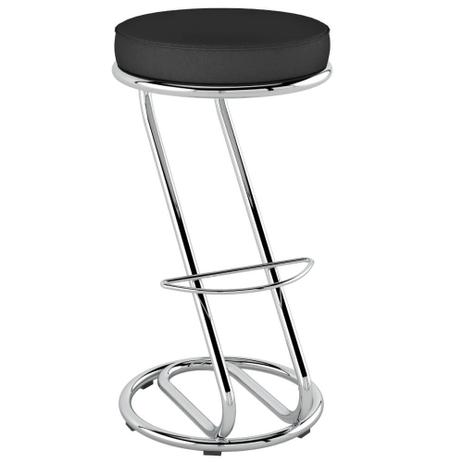 Banqueta Z com Assento Redondo - Preto/Cromado - Pozza Menor preço em Banqueta Z com Assento Redondo - Preto/Cromado - Pozza
