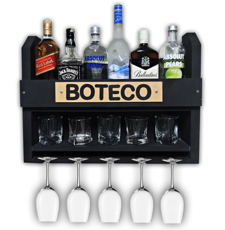 Menor preço em Bar Barzinho Adega Suporte de Parede Para Whisky Vinhos Bebidas 60x45cm Preto Fosco - Soul Fins