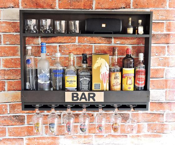 Bar Barzinho Adega Suporte de Parede Para Whisky Vinhos Bebidas 80x60cm Tabaco Fosco - Soul Fins é boa?