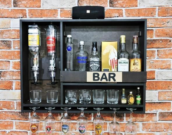 Bar Barzinho De Parede Adega Vinhos Bebidas Com Dosador Duplo 83x60cm Tabaco Fosco - Soul Fins é boa?
