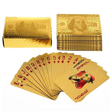 Baralho dourado cor de ouro 24k prova de água poker truco cartas jogos - Tht Menor preço em Baralho dourado cor de ouro 24k prova de água poker truco cartas jogos - Tht