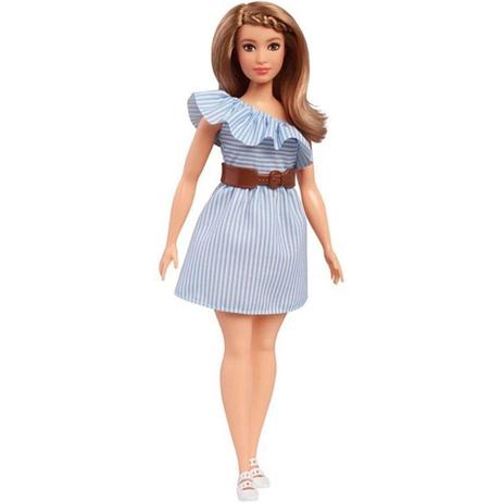Barbie Fashionistas 76 Vestido Azul Listras FJF41 - Mattel é boa?