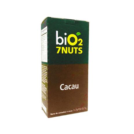 Barra de Castanhas e Cacau 7Nuts - Bio2 - 3 unidades de 25g Menor preço em Barra de Castanhas e Cacau 7Nuts - Bio2 - 3 unidades de 25g