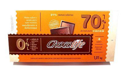 Barra de Chocolate 70% Cacau Chocolife 1,01kg Menor preço em Barra de Chocolate 70% Cacau Chocolife 1,01kg