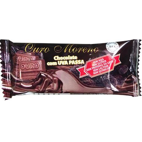 Barra de Chocolate com Uva Passa 20g - Ouro Moreno Menor preço em Barra de Chocolate com Uva Passa 20g - Ouro Moreno