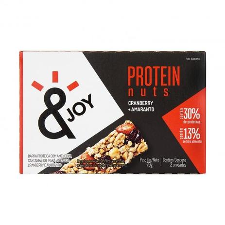 Barra de Protein Nuts Cranberry e Amaranto - 35g x 2 - JOY Menor preço em Barra de Protein Nuts Cranberry e Amaranto - 35g x 2 - JOY