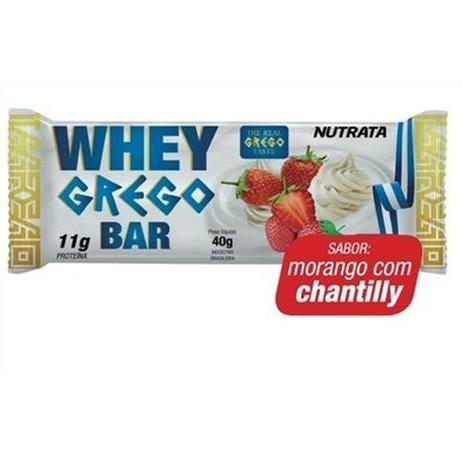 Barra Whey Grego Bar - 12 Unidades de 40g Morango com Chantilly - Nutrata é boa?