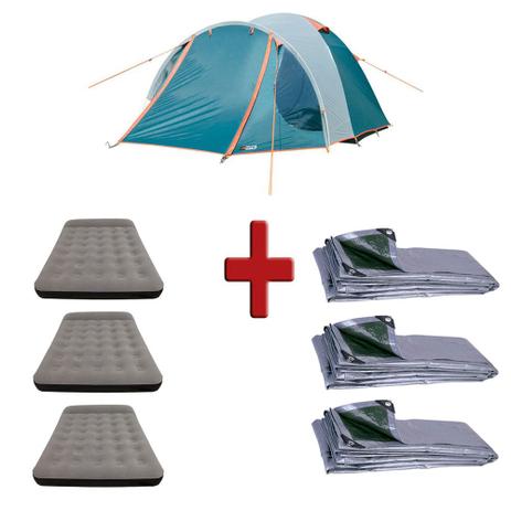 Barraca Camping 5/6 P Indy + 3 Colchões Casal + 3 Lonas 2x2 - Nautika Menor preço em Barraca Camping 5/6 P Indy + 3 Colchões Casal + 3 Lonas 2x2 - Nautika