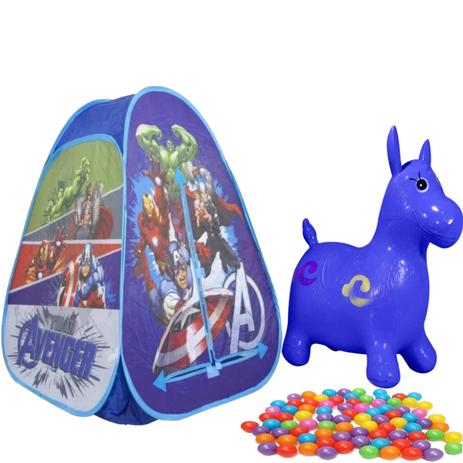 barraca com bolinhas infantil dobravel menino avengers 92x72 + cavalinho azul upa upa pula 50kg - Zippy Menor preço em barraca com bolinhas infantil dobravel menino avengers 92x72 + cavalinho azul upa upa pula 50kg - Zippy