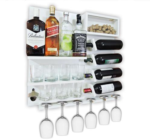 Barzinho Adega Para Sala Aparador De Parede Vinhos Bebidas Madeira MDF 66x64cm Branco - Soul Fins é boa?