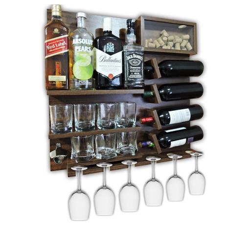Barzinho Adega Para Sala Aparador De Parede Vinhos Bebidas Madeira MDF 66x64cm Imbuia - Soul fins é boa?