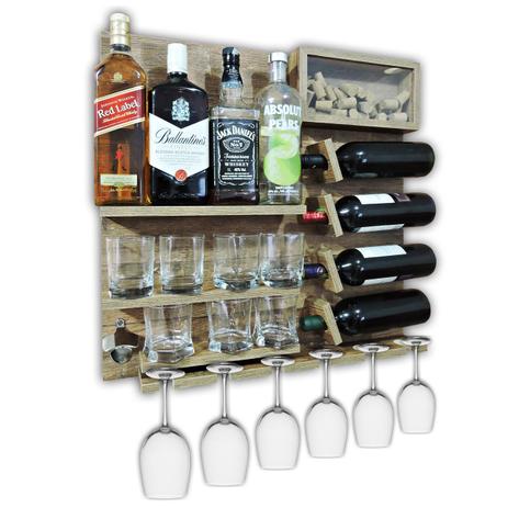 Barzinho Adega Para Sala Aparador De Parede Vinhos Bebidas Madeira MDF 66x64cm Western - Soul Fins é boa?