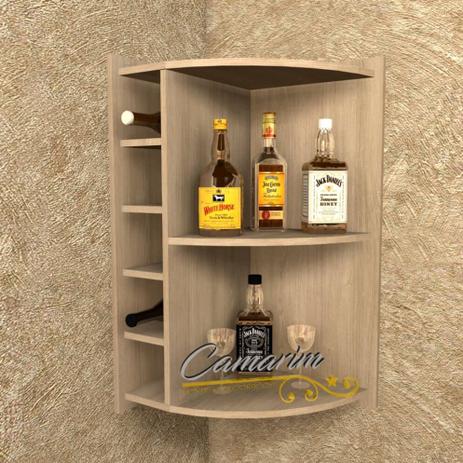 Barzinho de canto com Adega para 5 garrafas - Bar10 CARVALHO - Camarim Móveis Menor preço em Barzinho de canto com Adega para 5 garrafas - Bar10 CARVALHO - Camarim Móveis