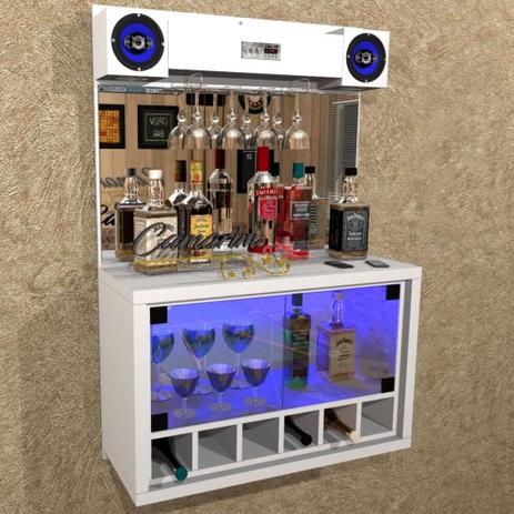 Barzinho ” TOP ” COM CAIXA DE SOM 5” - 6 adegas, cristaleira, Iluminação LED RGB - Bar23 BRANCO - Camarim Móveis Menor preço em Barzinho ” TOP ” COM CAIXA DE SOM 5” - 6 adegas, cristaleira, Iluminação LED RGB - Bar23 BRANCO - Camarim Móveis