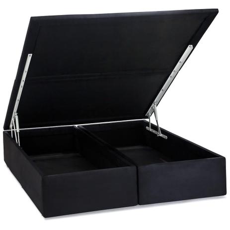 Base Baú Courino Preto Casal 138x188x39 Ortobom - Colchões ortobom Menor preço em Base Baú Courino Preto Casal 138x188x39 Ortobom - Colchões ortobom