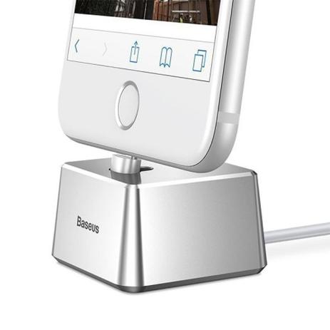 Base Dock Baseus Carregador Alumínio Prata + Cabo Iphone 6 7 8 X Menor preço em Base Dock Baseus Carregador Alumínio Prata + Cabo Iphone 6 7 8 X