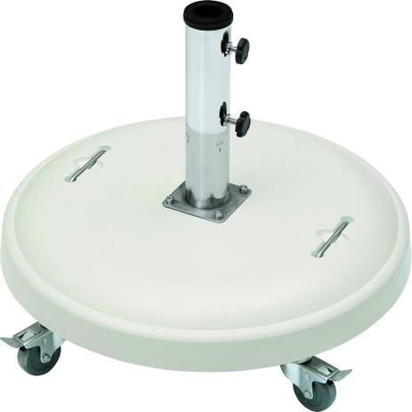 Base para ombrellone em concreto redonda com rodas 50kg branco haste 38 a 58mm - Bel Lazer Menor preço em Base para ombrellone em concreto redonda com rodas 50kg branco haste 38 a 58mm - Bel Lazer