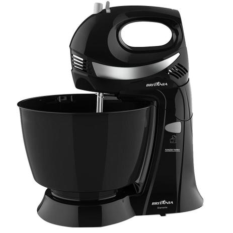 Batedeira Britânia Diamante, 4 Velocidades + Pulsar , 1 Tigela, 350W, Preta Menor preço em Batedeira Britânia Diamante, 4 Velocidades + Pulsar , 1 Tigela, 350W, Preta