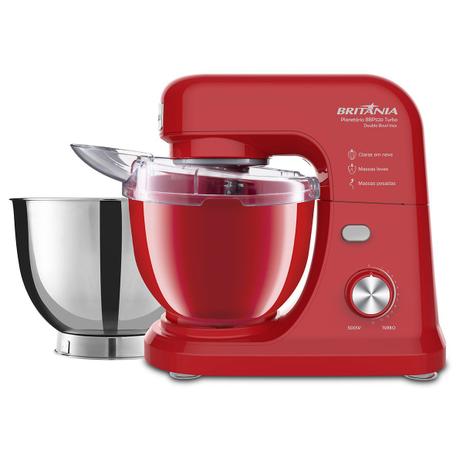 Batedeira Planetária Britânia BBP520V Vermelha Double Bowl Menor preço em Batedeira Planetária Britânia BBP520V Vermelha Double Bowl