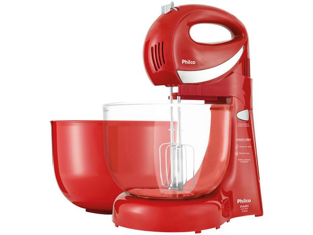 Batedeira Portátil Philco - Vermelha 350W Paris Cristal Maxx 4 Velocidades Menor preço em Batedeira Portátil Philco - Vermelha 350W Paris Cristal Maxx 4 Velocidades