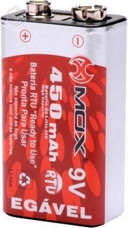 Bateria 9v 450mah Recarregável Mox Menor preço em Bateria 9v 450mah Recarregável Mox