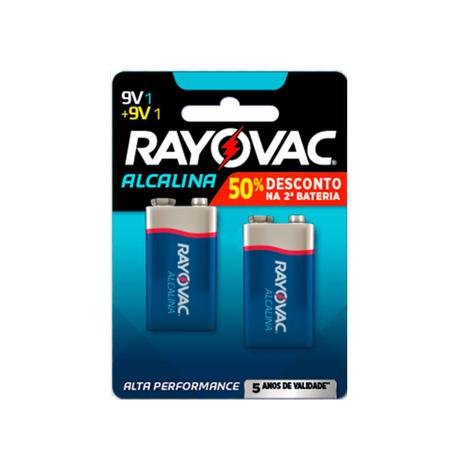 Bateria alcalina 9V 2 unidades Rayovac Menor preço em Bateria alcalina 9V 2 unidades Rayovac