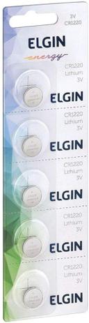 Bateria botão de lítio cr1220 cartela com 5 unidades - elgin energy Menor preço em Bateria botão de lítio cr1220 cartela com 5 unidades - elgin energy