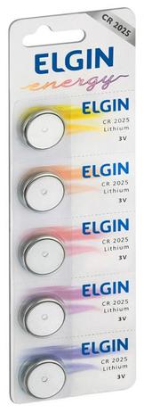 Bateria de Lítio CR2025 Elgin 82192 - Cartela com 5 unidades - para alarmes automotivos, calculadoras e câmeras Menor preço em Bateria de Lítio CR2025 Elgin 82192 - Cartela com 5 unidades - para alarmes automotivos, calculadoras e câmeras